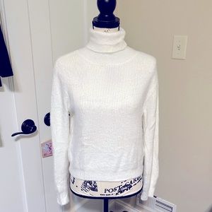Fuzzy White Turtleneck